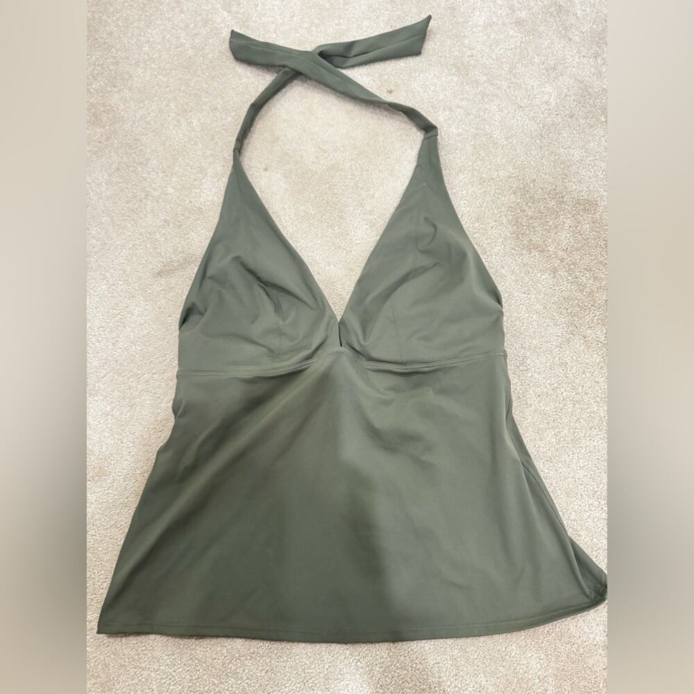 Empriente olive green halter underwire tankini top, size 36E